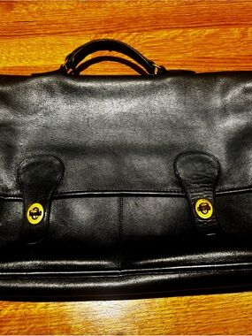 Vintage Coach Black Leather Briefcase Bag